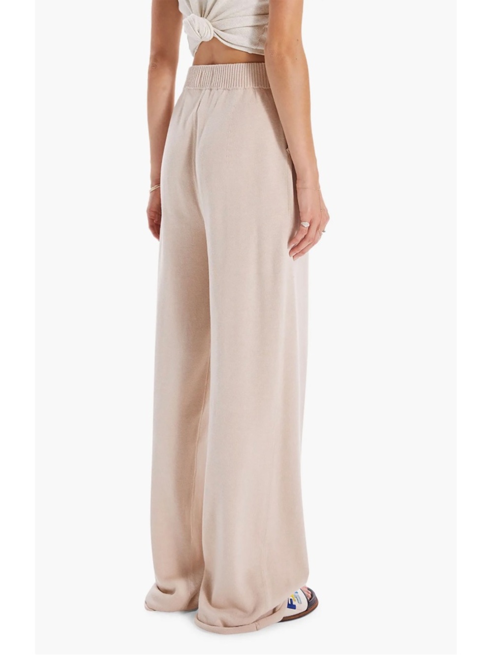 MOTHER NWT THE ZESTY HOVER HIGH WAIST WIDE LEG KNIT BEIGE PANT. SIZE S - Picture 3 of 14